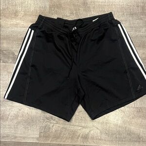 Adidas Men's Black Athletic Shorts with White Stripes